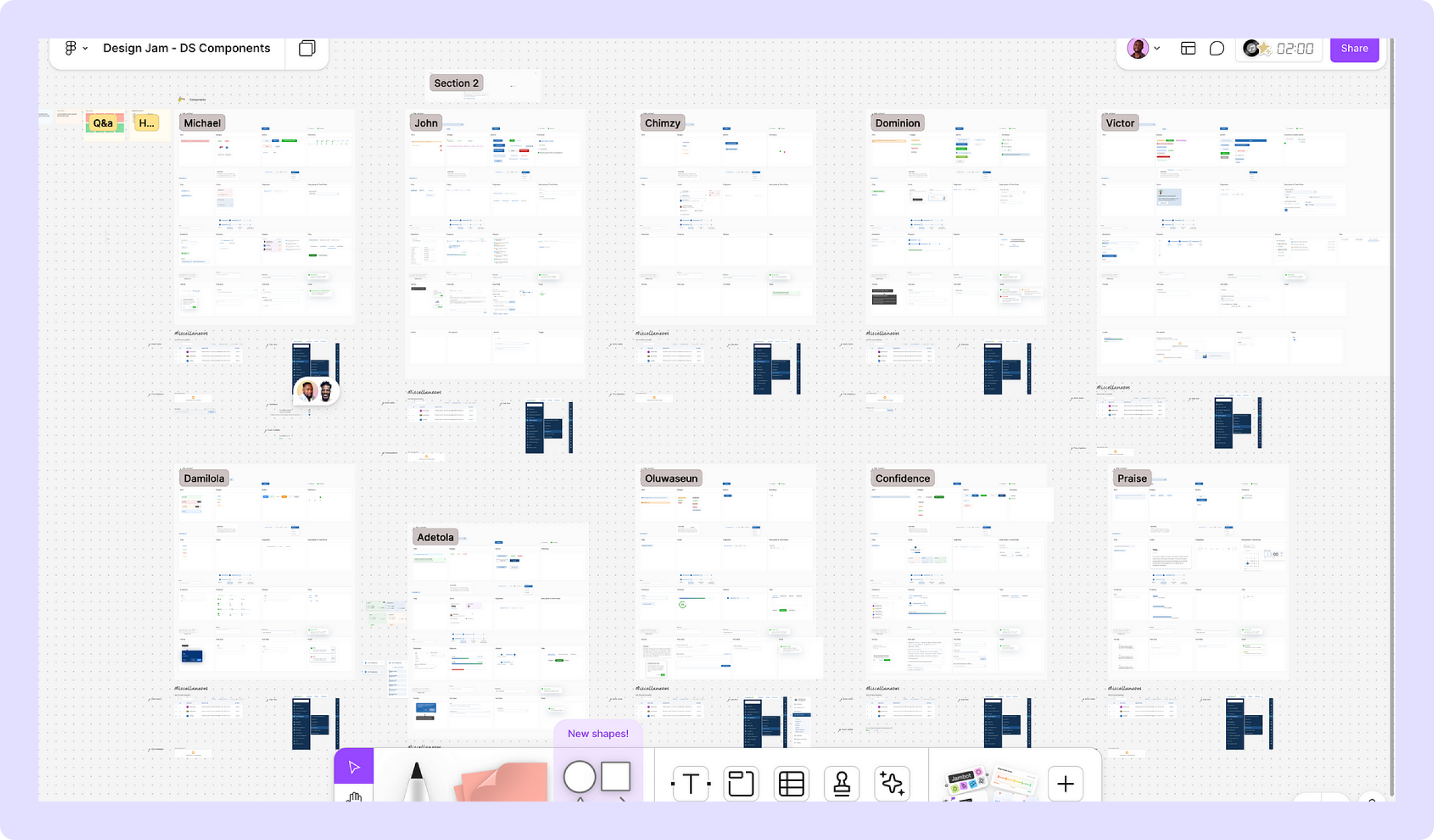 Collaborative workshop UI audit session on FigJam